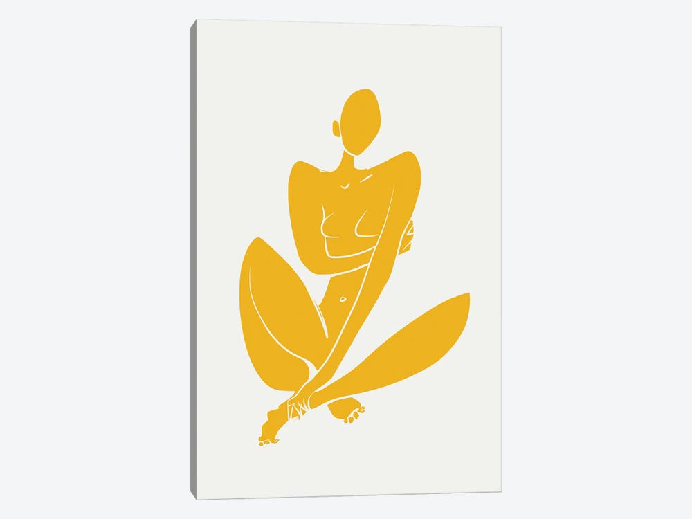 Sitting Nude In Yellow by Little Dean 1-piece Art Print