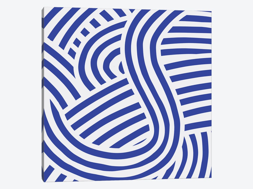 Blue Wavy Stripe by Little Dean 1-piece Canvas Artwork