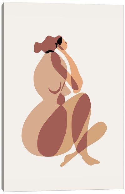 The Thinking Nude Canvas Art Print - The Cut Outs Collection