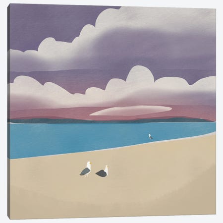 Three Seagulls Canvas Print #LED183} by Little Dean Canvas Art