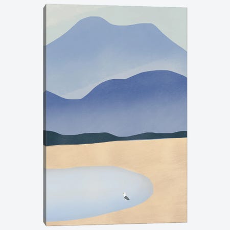 Tiny Seagull Against Mountains Canvas Print #LED184} by Little Dean Canvas Art Print