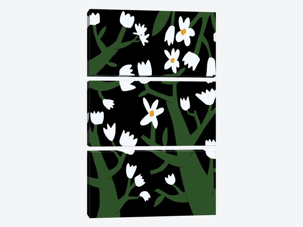 Tiny White Blossom by Little Dean 3-piece Canvas Art