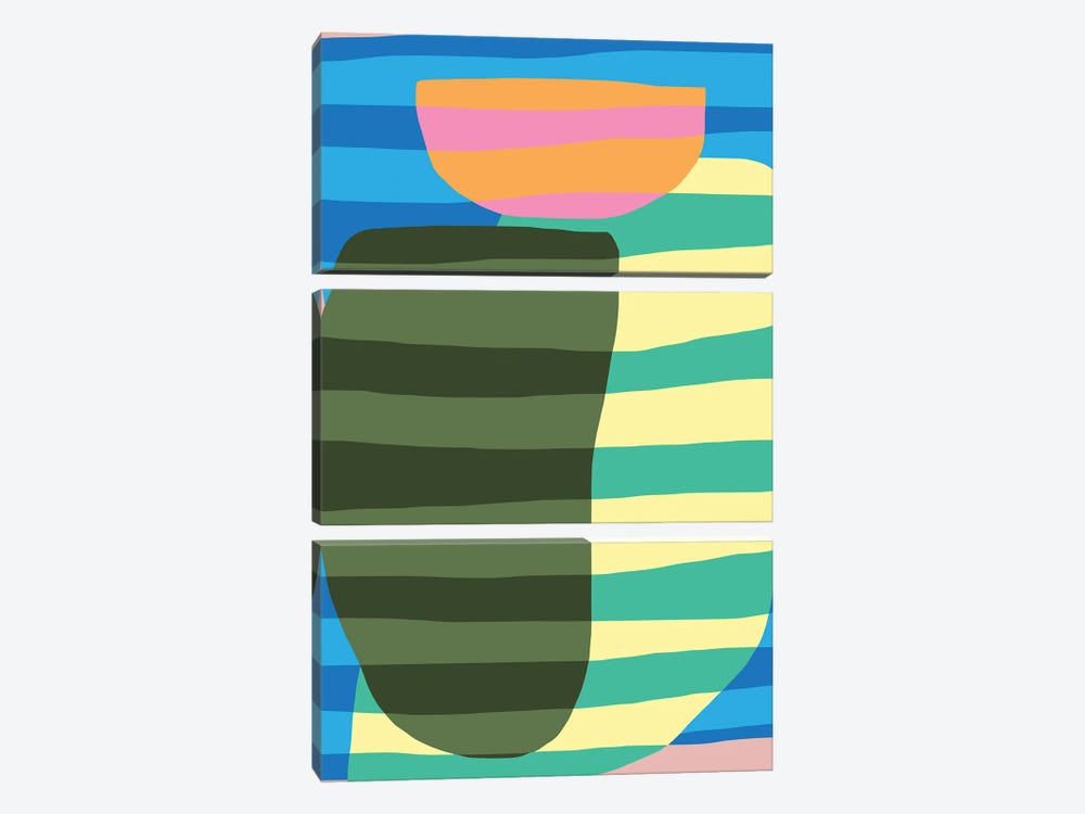 Abstract Stripe Minimal Collage XIII by Little Dean 3-piece Canvas Art