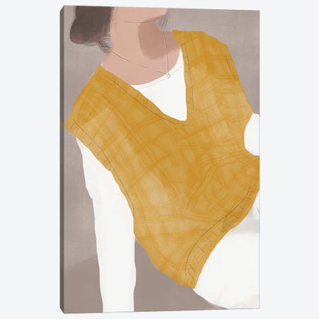White And Ochre Figurative Canvas Print #LED194} by Little Dean Canvas Wall Art