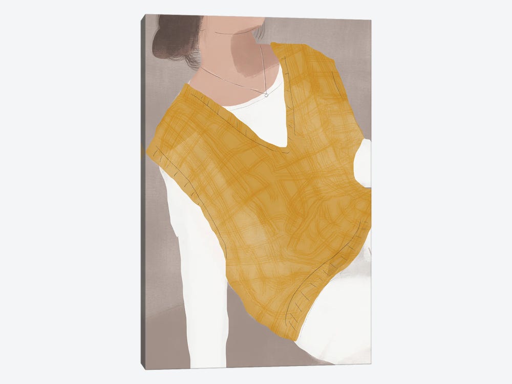 White And Ochre Figurative by Little Dean 1-piece Canvas Wall Art