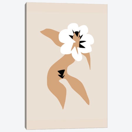 White Floral Twerk Canvas Print #LED198} by Little Dean Art Print
