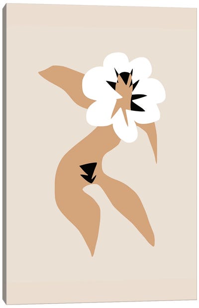 White Floral Twerk Canvas Art Print - The Cut Outs Collection