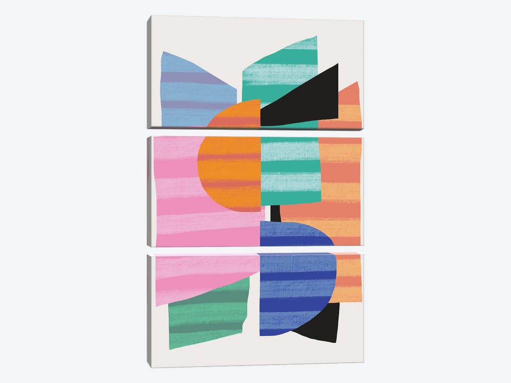 Abstract Stripe Minimal Collage XIX by Little Dean 3-piece Art Print