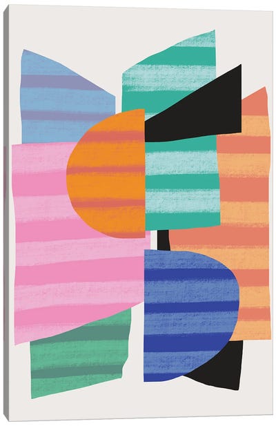 Abstract Stripe Minimal Collage XIX Canvas Art Print - The Cut Outs Collection