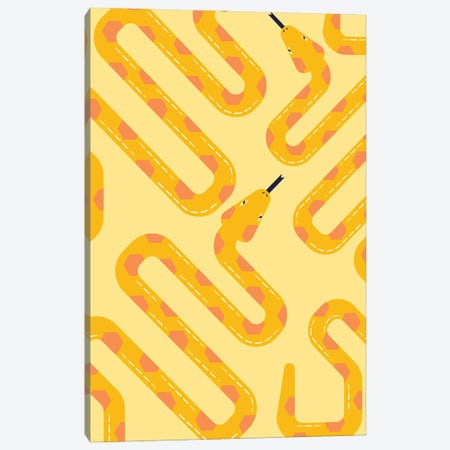 Yellow Snake Pattern Canvas Print #LED204} by Little Dean Canvas Artwork