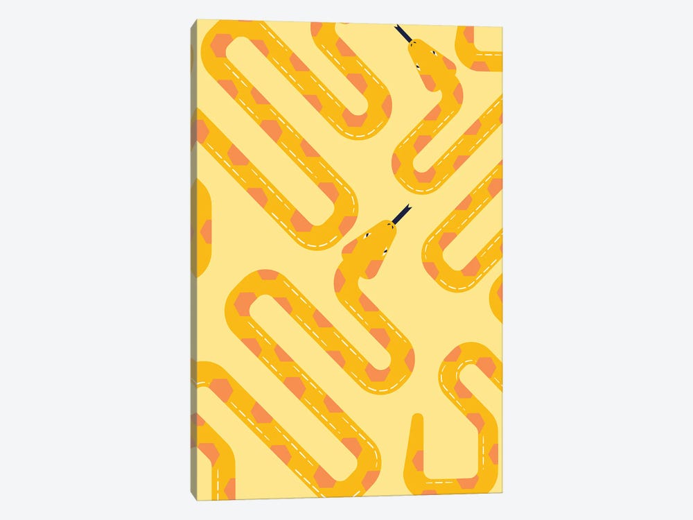 Yellow Snake Pattern by Little Dean 1-piece Canvas Print