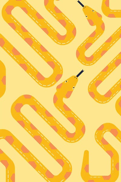 Snakes: Yellow Snake Pattern by Little Dean
