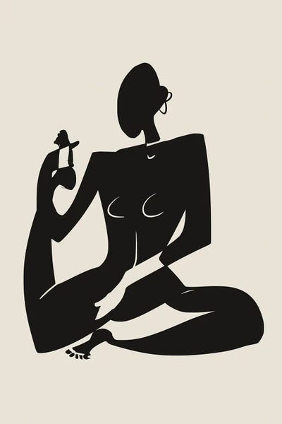 Black & Beige: Yoga Stretch Figure In Black by Little Dean