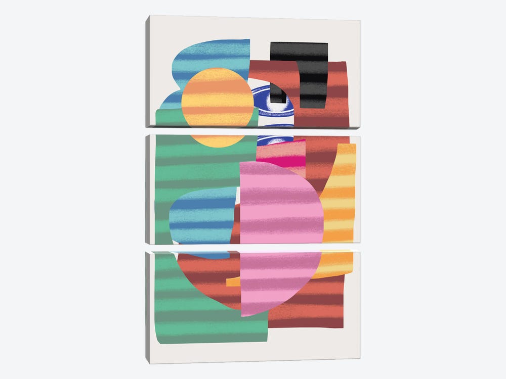 Abstract Stripe Minimal Collage XXI by Little Dean 3-piece Canvas Print