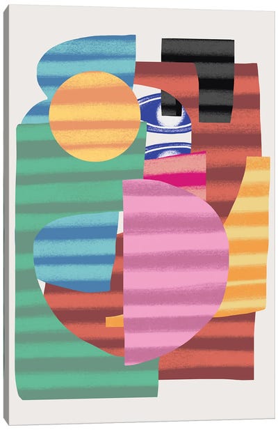 Abstract Stripe Minimal Collage XXI Canvas Art Print - The Cut Outs Collection