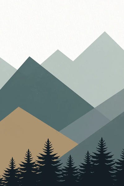 Pine Trees: Nordic Landscape Mountain Range II by Little Dean
