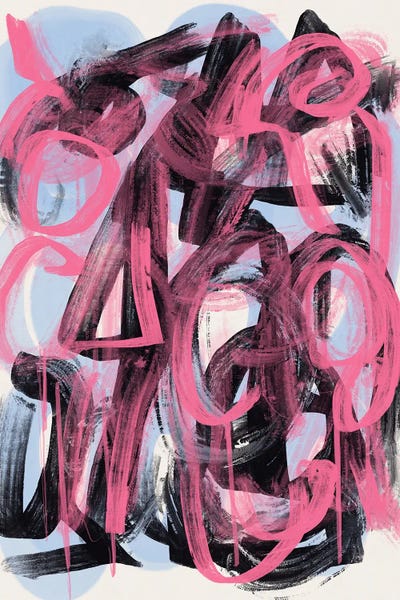 The Pink Brushstrokes by Little Dean metal wall art