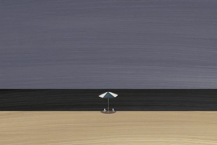 Seagull Under Beach Umbrella by Little Dean wall art
