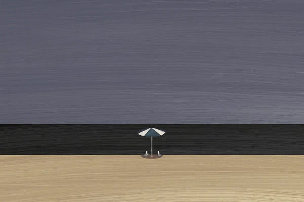 Umbrellas: Seagull Under Beach Umbrella by Little Dean