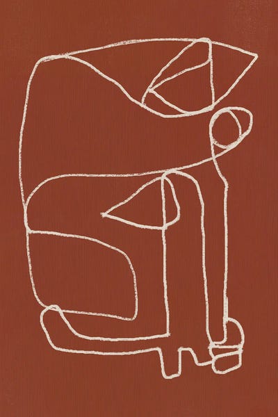 Line Art Abstract Portrait Terracotta