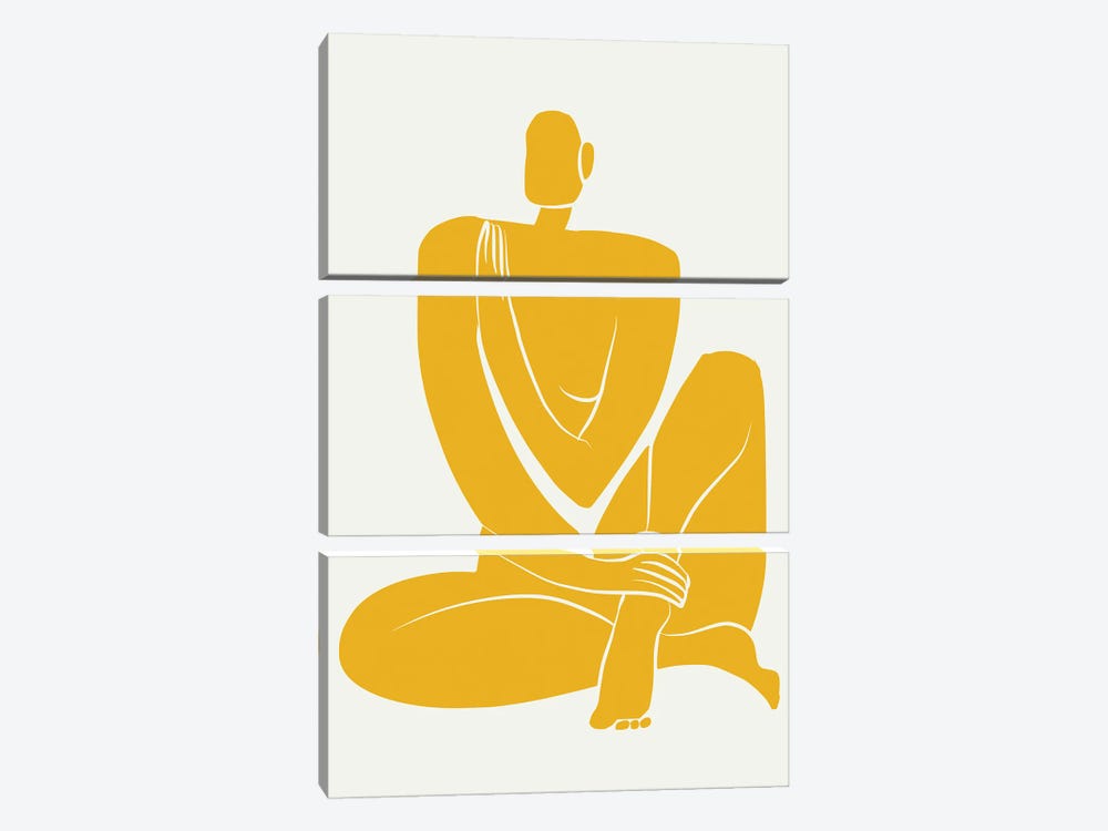 Afternoon Nude In Yellow by Little Dean 3-piece Canvas Artwork
