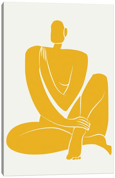 Afternoon Nude In Yellow Canvas Art Print - The Cut Outs Collection