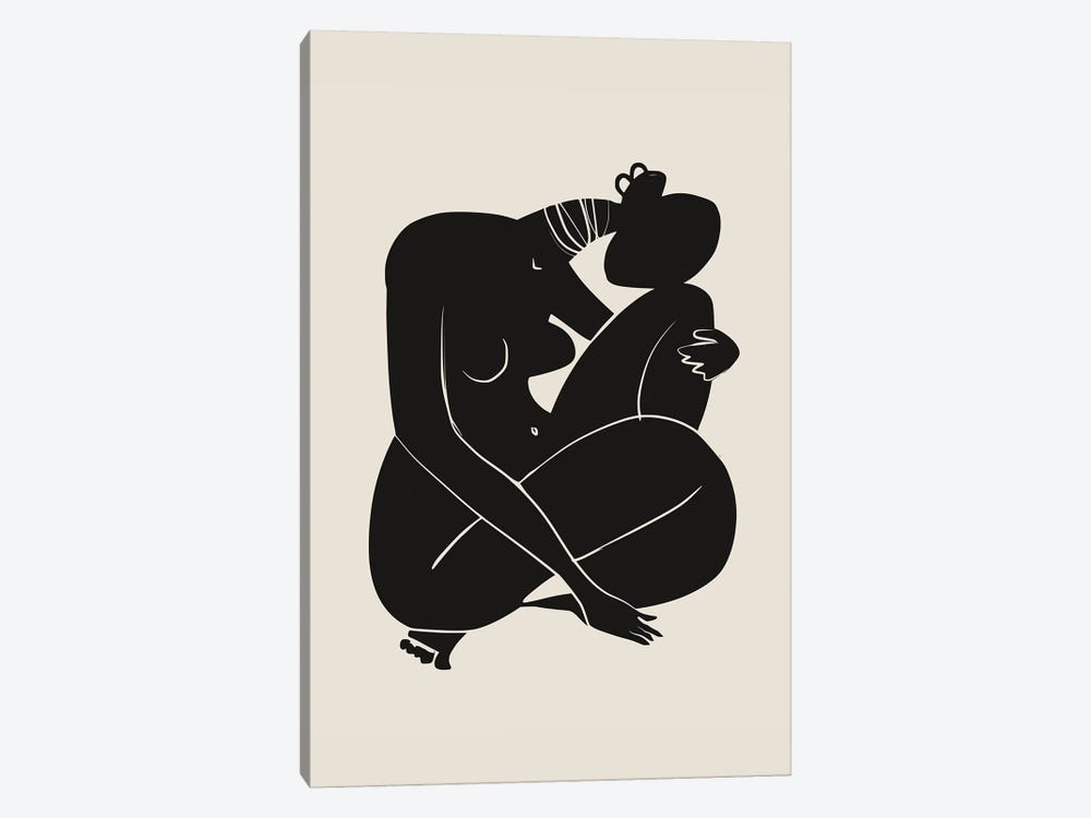 Baby Curl African Nude In Black by Little Dean 1-piece Canvas Art