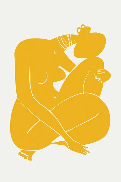 Baby Curl African Nude In Yellow by Little Dean multi panel art