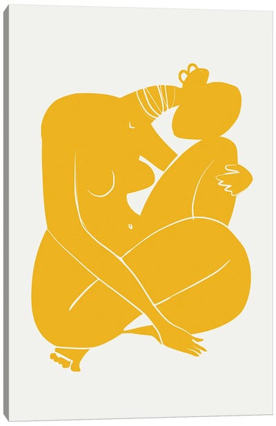 Baby Curl African Nude In Yellow Canvas Art Print - Little Dean