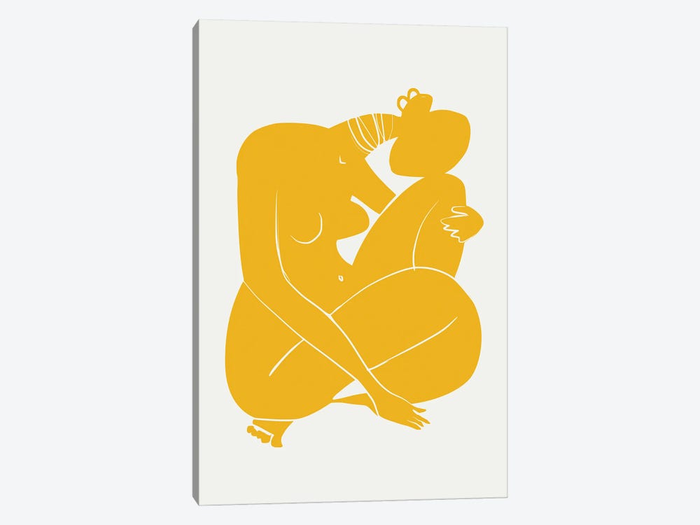 Baby Curl African Nude In Yellow by Little Dean 1-piece Art Print