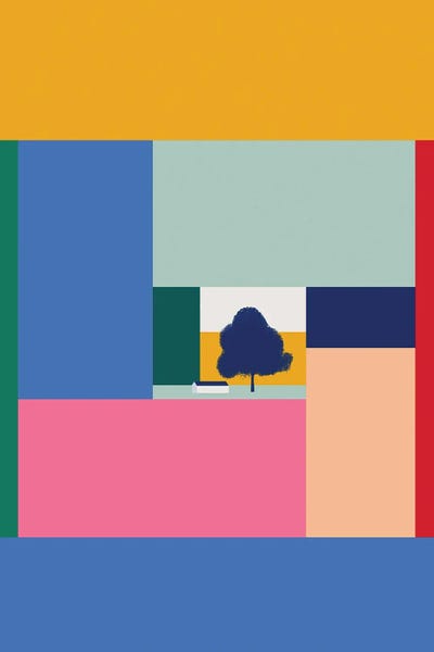 Barn In Color Blocks by Little Dean art print