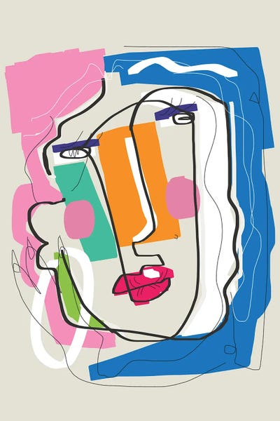 Cubist Visage: Abstract Candid Portrait Madame by Little Dean