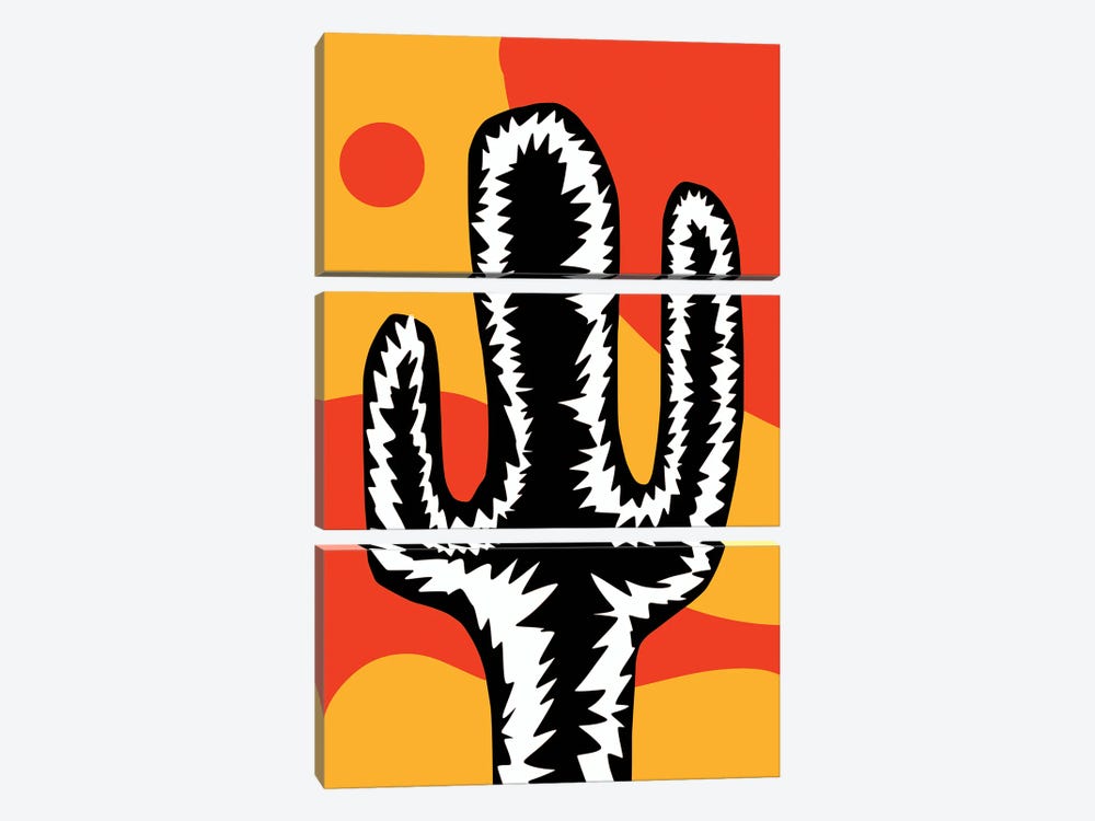 Black And White Cactus by Little Dean 3-piece Art Print