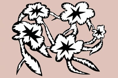 Black And White Happy Flower by Little Dean art print