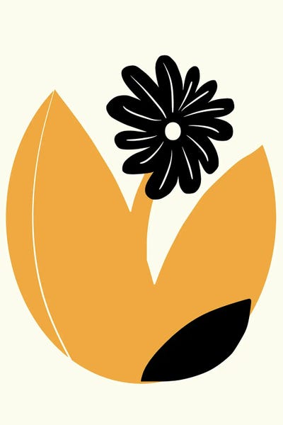 Black Daisy Flower by Little Dean art print