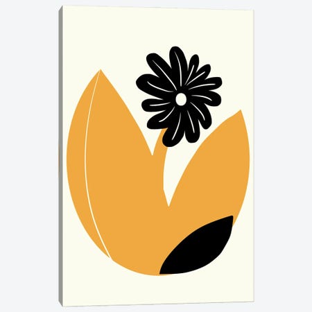 Black Daisy Flower Canvas Print #LED35} by Little Dean Canvas Art