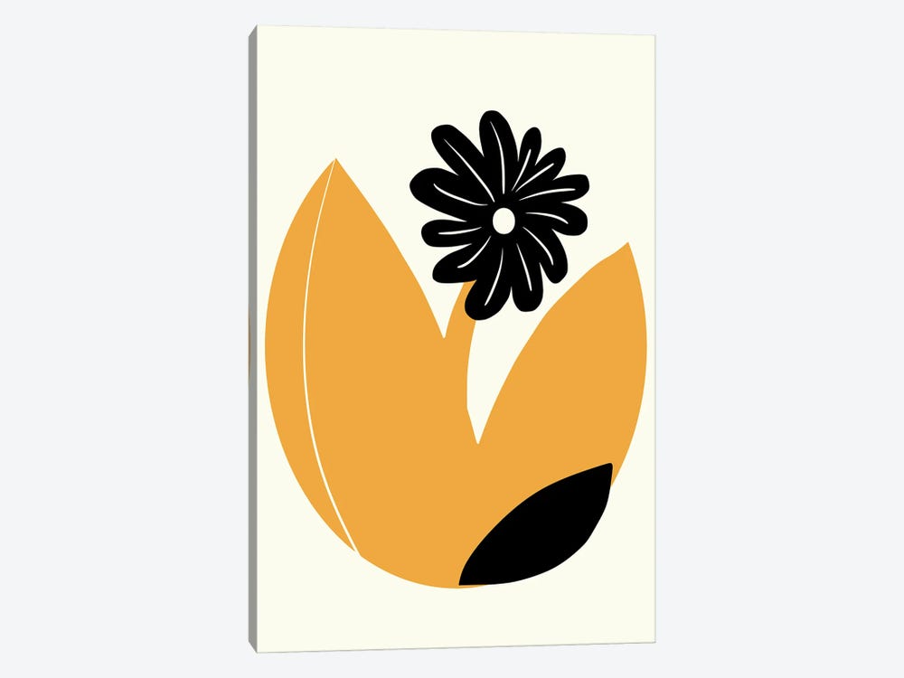 Black Daisy Flower by Little Dean 1-piece Canvas Art Print