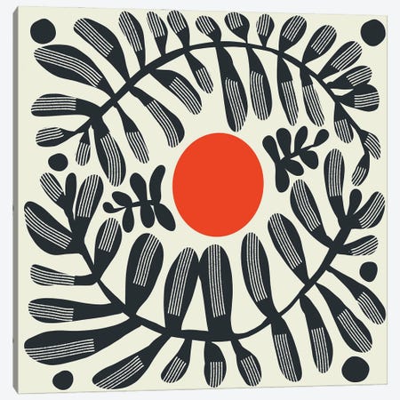 Black Plant And Red Sun Canvas Print #LED37} by Little Dean Canvas Artwork