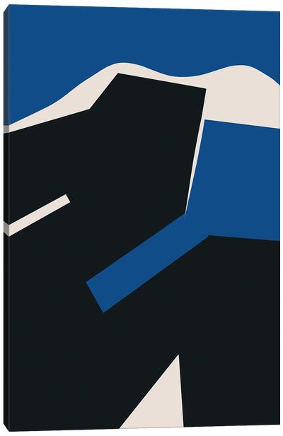 Blue And Black Plain Abstract Canvas Art Print