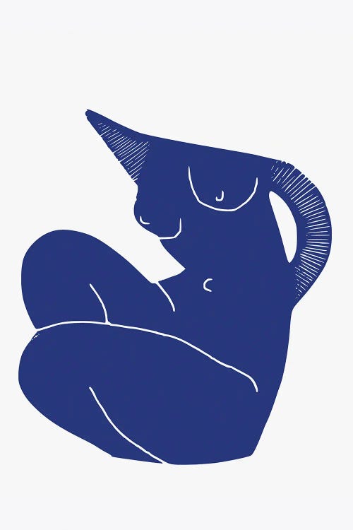 Blue Seated Nude Cut Out