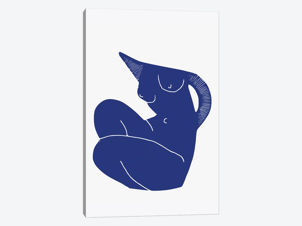 Blue Seated Nude Cut Out by Little Dean 1-piece Canvas Wall Art