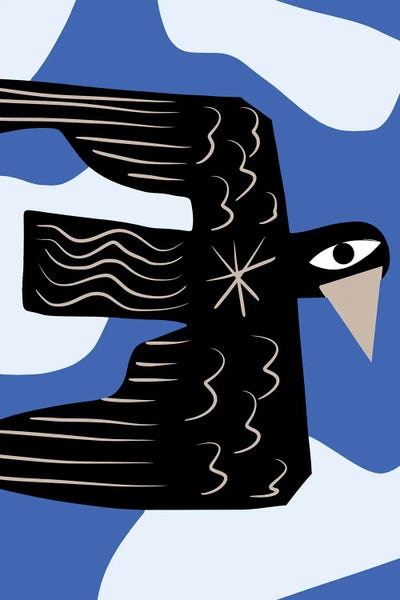 Boho Black Bird by Little Dean art print