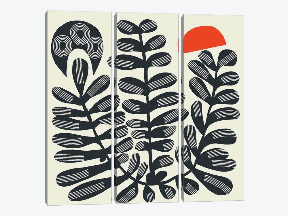 Boho Three Headed Plant by Little Dean 3-piece Art Print
