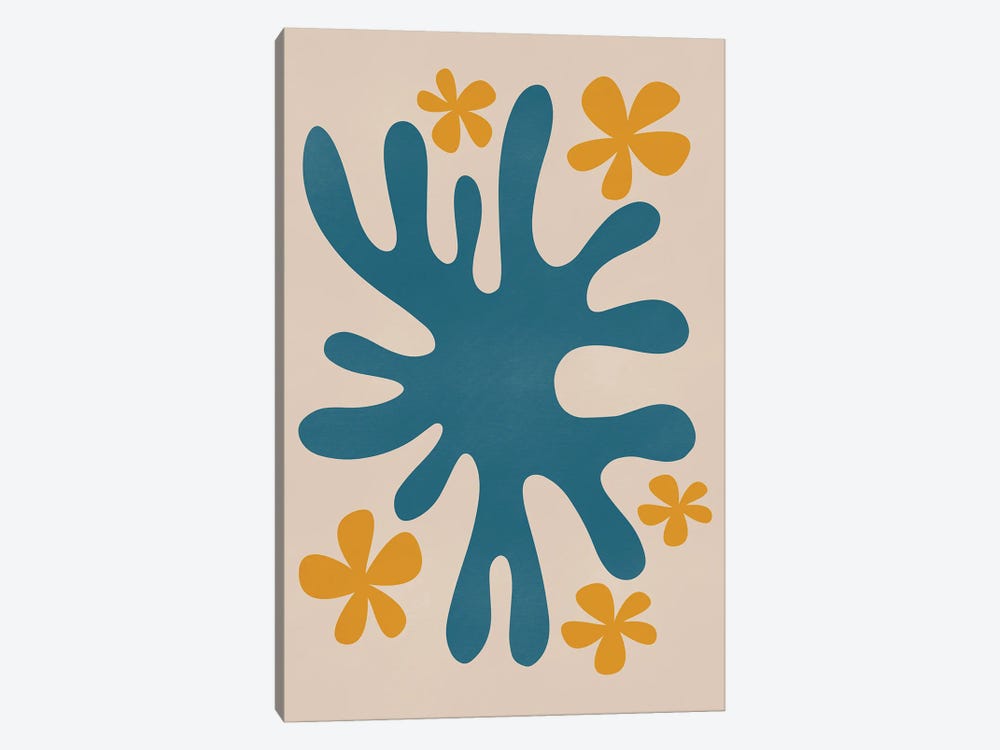 Coral With Flowers by Little Dean 1-piece Canvas Artwork