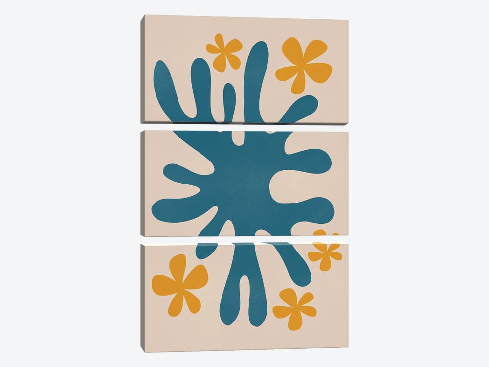 Coral With Flowers by Little Dean 3-piece Canvas Art
