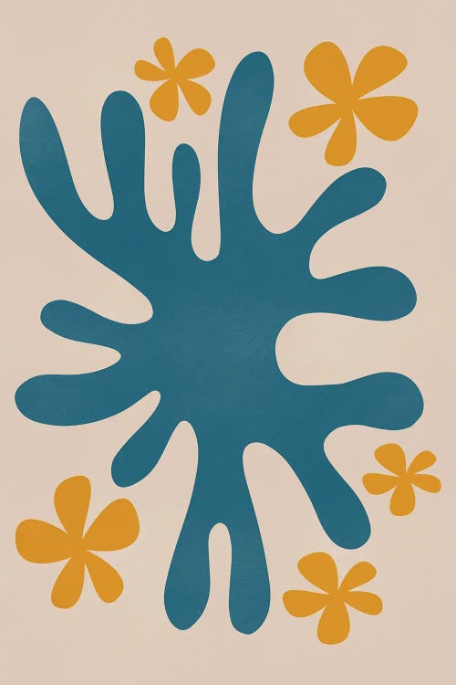 Coral With Flowers by Little Dean wall art
