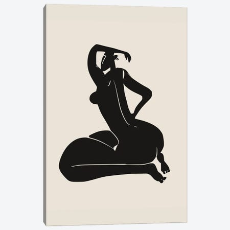 Curvy Nude In Black Canvas Print #LED59} by Little Dean Canvas Print