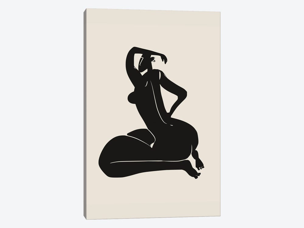 Curvy Nude In Black by Little Dean 1-piece Canvas Print