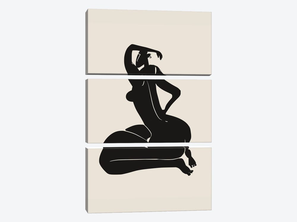 Curvy Nude In Black by Little Dean 3-piece Art Print