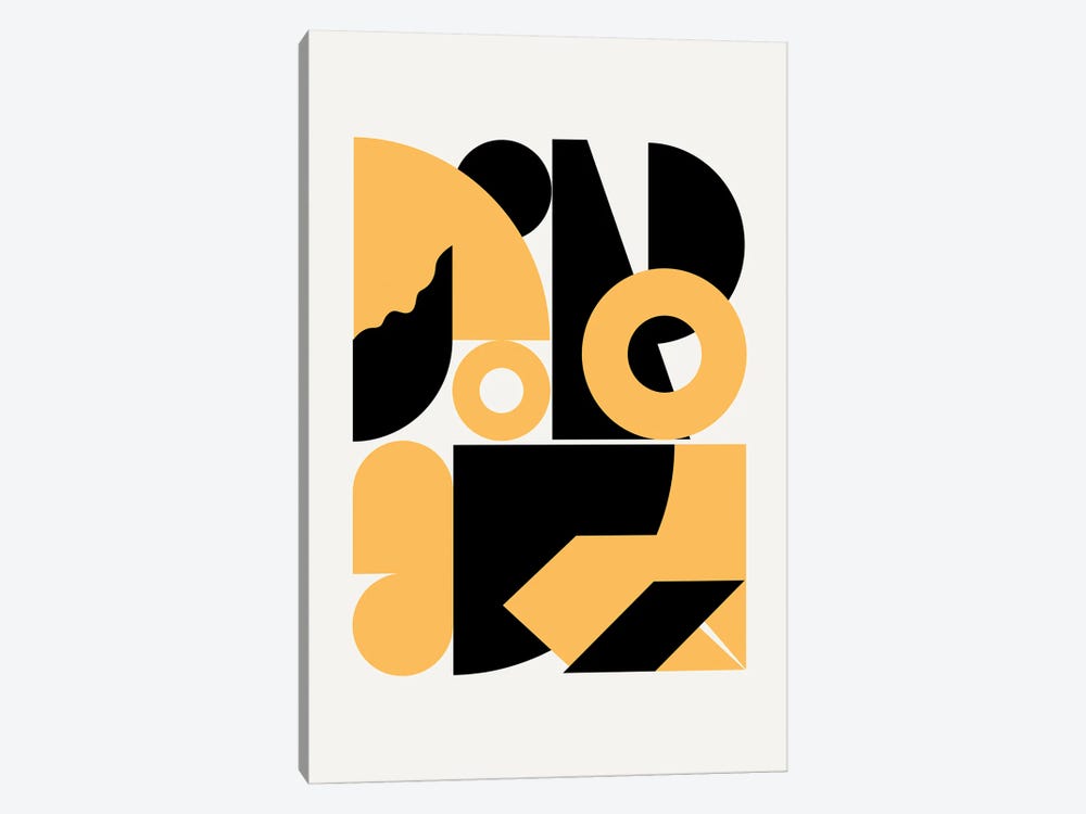 Abstract Geometrical Shapes In Yellow by Little Dean 1-piece Art Print